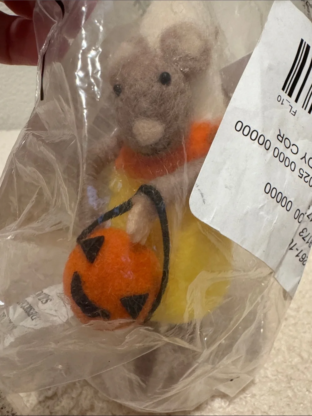 Candy corn mouse Felt Figurine